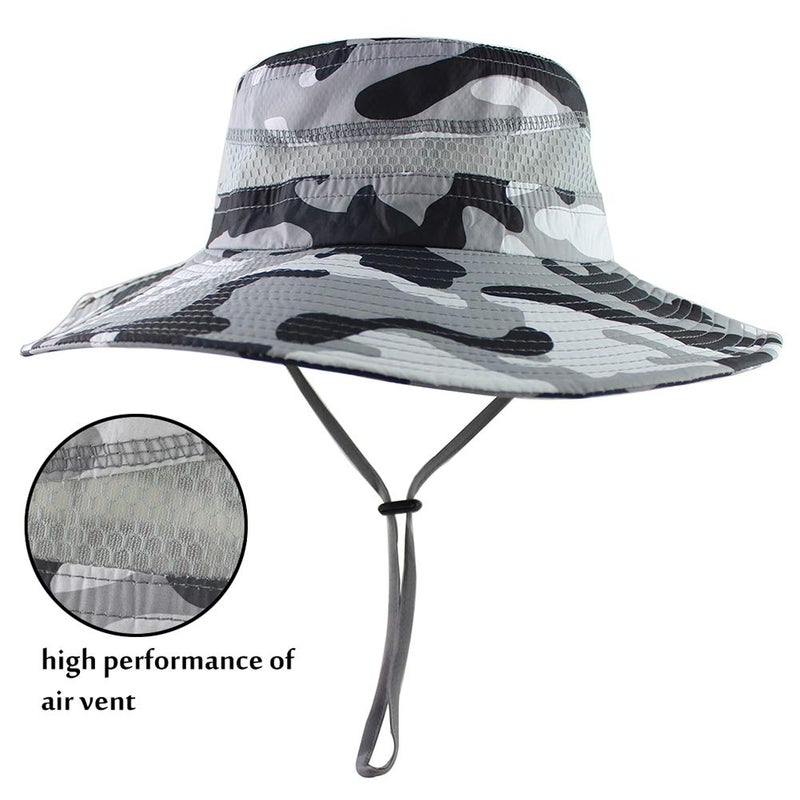 CAMOLAND Summer Fishing Sun Boonie Hat Camouflage Outdoor UV Protection Large Brim Unisex-Adults Bucket Safari Cap Breathable Mesh - Image 2
